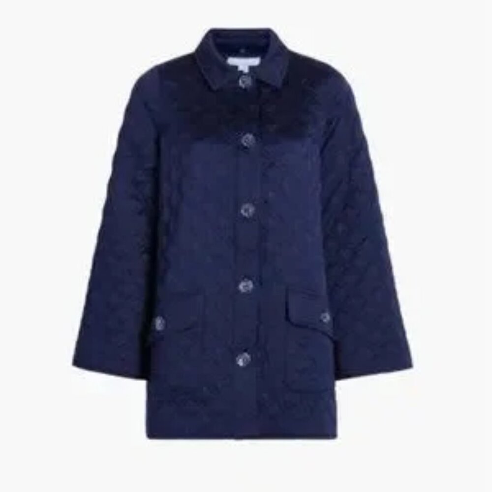 NWT Hill House Navy Duvet Quilted Coat, Size XXS